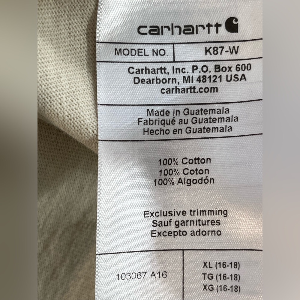 Carhartt Womens Cotton Lose Fit Short Sleeve Tee Cream Pocket T-Shirt Xl New - Picture 7 of 7